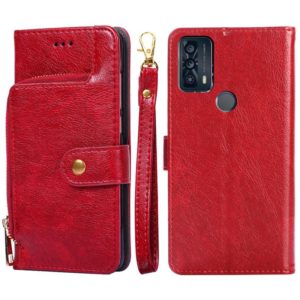 For TCL 20B Zipper Bag Leather Phone Case(Red) (OEM)