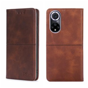 For Huawei Nova 9 Cow Texture Magnetic Horizontal Flip Leather Phone Case(Dark Brown) (OEM)