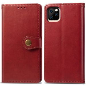 For iPhone 11 Pro Retro Solid Color Leather Buckle Mobile Phone Protection Leather Casewith Photo Frame & Card Slot & Wallet & Bracket Function (Red) (OEM)
