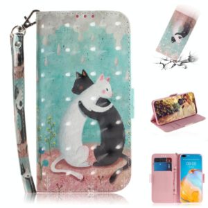 For Huawei P40 3D Painting Horizontal Flip Leather Case with Holder & Card Slot & Wallet & Lanyard(Black and white cat) (OEM)