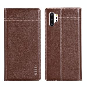 For Galaxy Note 10 GEBEI Top-grain Leather Horizontal Flip Protective Case with Holder & Card Slots(Brown) (GEBEI) (OEM)
