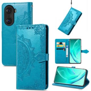 For Honor 60 Pro Mandala Flower Embossed Horizontal Flip Leather Phone Case(Blue) (OEM)