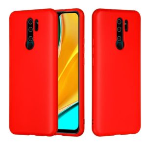 For Xiaomi Redmi 9 Pure Color Liquid Silicone Shockproof Full Coverage Protective Case(Red) (OEM)