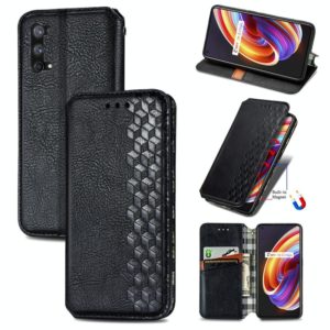 For OPPO Realme X7 Pro Cubic Grid Pressed Horizontal Flip Magnetic PU Leather Case with Holder & Card Slots & Wallet(Black) (OEM)