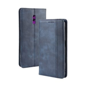 Magnetic Buckle Retro Crazy Horse Texture Horizontal Flip Leather Case for OPPO Reno , with Holder & Card Slots & Photo Frame(Blue) (OEM)