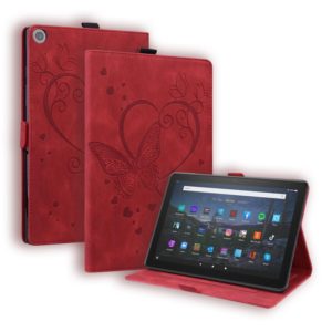 For Amazon Fire HD 8 (2015/2016/2017/2018) Love Butterfly Pattern Horizontal Flip Leather Case with Holder & Sleep / Wake-up Function(Red) (OEM)