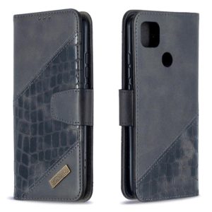 For Xiaomi Redmi 9C Matching Color Crocodile Texture Horizontal Flip PU Leather Case with Wallet & Holder & Card Slots(Black) (OEM)