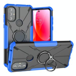 For Motorola Moto G Power 2022 Armor Bear Shockproof PC + TPU Phone Case with Ring Holder(Blue) (OEM)