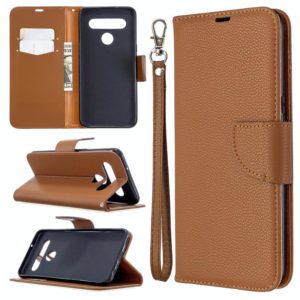 For LG K61 Litchi Texture Pure Color Horizontal Flip Leather Case with Holder & Card Slots & Wallet & Lanyard(Brown) (OEM)