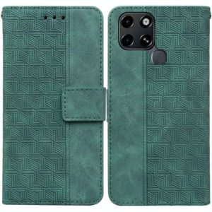 For Infinix Smart 6 Geometric Embossed Leather Phone Case(Green) (OEM)
