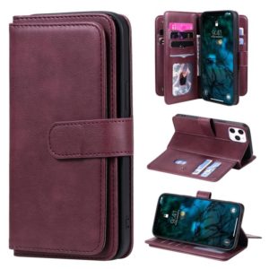 For iPhone 12 Pro Max Multifunctional Magnetic Copper Buckle Horizontal Flip Solid Color Leather Case with 10 Card Slots & Wallet & Holder & Photo Frame(Wine Red) (OEM)