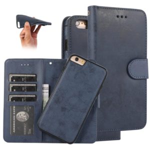 For iPhone 6 Plus KLT888-2 Retro 2 in 1 Detachable Magnetic Horizontal Flip TPU + PU Leather Case with Holder & Card Slots & Photo Frame & Wallet(Dark Blue) (OEM)