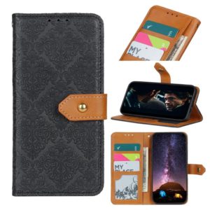 For Sony Xperia Ace II European Floral Embossed Copper Buckle Horizontal Flip PU Leather Case with Holder & Card Slots & Wallet & Photo Frame(Black) (OEM)