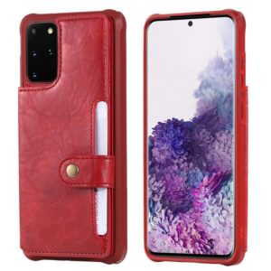 For Galaxy S20 Plus Shockproof Horizontal Flip Protective Case with Holder & Card Slots & Wallet & Photo Frame & Short + Long Lanyard(Red) (OEM)