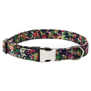 Ethnic Bohemian Floral Half Metal Buckle Dog Collar, Size: XL 2.5x70cm(Floral) (OEM)