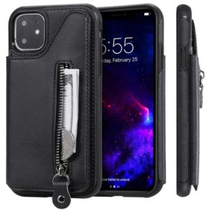 For iPhone 11 Solid Color Double Buckle Zipper Shockproof Protective Case(Black) (OEM)