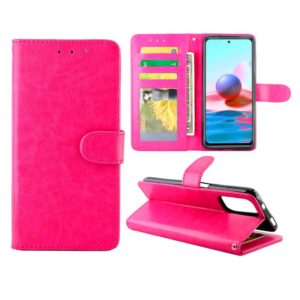 For Xiaomi Redmi Note10 4G / Note 10S Crazy Horse Texture Leather Horizontal Flip Protective Case with Holder & Card Slots & Wallet & Photo Frame(Rose Red) (OEM)