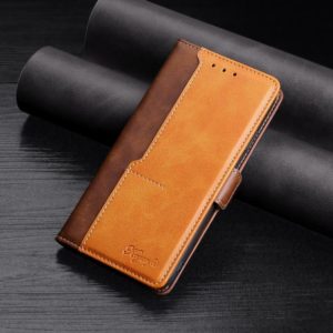 For Samsung Galaxy Note10+ Retro Texture Contrast Color Side Buckle Horizontal Flip Leather Case with Holder & Card Slots & Wallet(Brown) (OEM)
