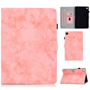 For Lenovo Tab M10 Plus TB-X606F Marble Style Cloth Texture Tablet PC Protective Leather Case with Bracket & Card Slot & Pen Slot & Anti Skid Strip & Wake-up / Sleep Function(Pink) (OEM)