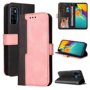 Business Stitching-Color Horizontal Flip PU Leather Case with Holder & Card Slots & Photo Frame For Infinix Hot 9 / Note 7 Lite / X655C / Tecno Camon 15(Pink) (OEM)