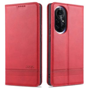 For Huawei nova 8 5G AZNS Magnetic Calf Texture Horizontal Flip Leather Case with Card Slots & Holder & Wallet(Red) (AZNS) (OEM)