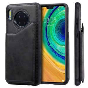 For Huawei Mate 30 Shockproof Calf Texture Protective Case with Holder & Card Slots & Frame(Black) (OEM)