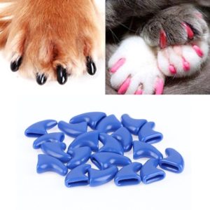 20 PCS Silicone Soft Cat Nail Caps / Cat Paw Claw / Pet Nail Protector/Cat Nail Cover, Size:L(Blue) (OEM)