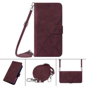 For Tecno Camon 16 Crossbody 3D Embossed Flip Leather Phone Case(Wine Red) (OEM)