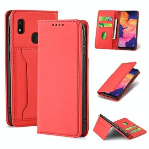 For Samsung Galaxy A10e Strong Magnetism Liquid Feel Horizontal Flip Leather Case with Holder & Card Slots & Wallet(Red) (OEM)