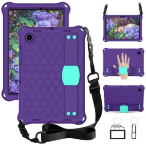For Galaxy Tab A8 10.5 2021 X200/X205 Honeycomb EVA+PC Tablet Case with Strap(Purple+Mint Green) (OEM)