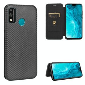 For Huawei Honor 9X Lite Carbon Fiber Texture Horizontal Flip TPU + PC + PU Leather Case with Card Slot(Black) (OEM)