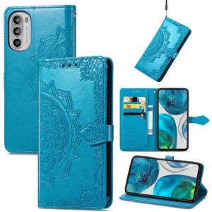 For Motorola Moto G52 Mandala Flower Embossed Horizontal Flip Leather Phone Case(Blue) (OEM)