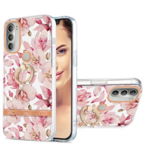 For Motorola Moto G51 5G Ring IMD Flowers TPU Phone Case(Pink Gardenia) (OEM)