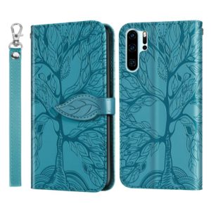 For Huawei P30 Pro Life of Tree Embossing Pattern Horizontal Flip Leather Case with Holder & Card Slot & Wallet & Photo Frame & Lanyard(Blue) (OEM)