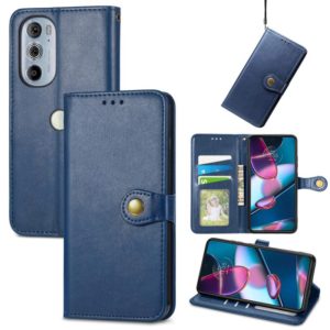 For Motorola Edge 30 Pro Retro Solid Color Buckle Leather Phone Case(Blue) (OEM)