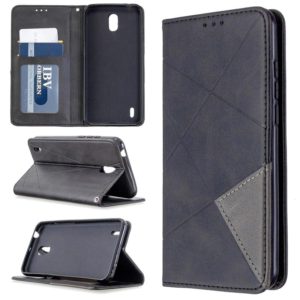 For Nokia 1.3 Rhombus Texture Horizontal Flip Magnetic Leather Case with Holder & Card Slots & Wallet(Black) (OEM)