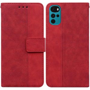 For Motorola Moto G22 Geometric Embossed Leather Phone Case(Red) (OEM)