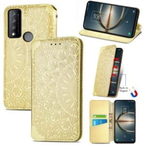 For TCL 30 V 5G Blooming Mandala Embossed Magnetic Leather Phone Case(Yellow) (OEM)
