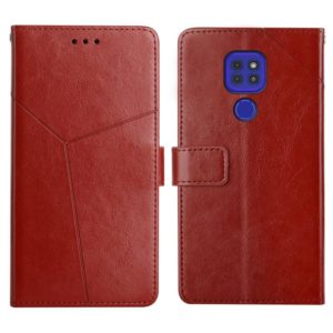 For Motorola Moto G9 / G9 Play Y Stitching Horizontal Flip Leather Phone Case with Holder & Card Slots & Wallet & Photo Frame(Brown) (OEM)