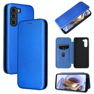 For Motorola Moto G200 5G / Edge S30 Carbon Fiber Texture Horizontal Flip Leather Phone Case(Blue) (OEM)