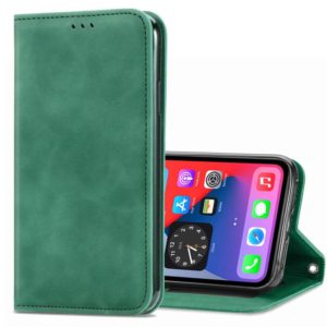 For iPhone 12 / 12 Pro Retro Skin Feel Business Magnetic Horizontal Flip Leather Case with Holder & Card Slots & Wallet & Photo Frame(Green) (OEM)