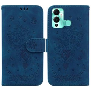For Infinix Hot 12 Play Butterfly Rose Embossed Leather Phone Case(Blue) (OEM)