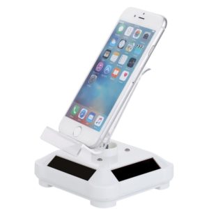 Solar Turntable Mobile Phone Stand Display Stand With Coloful Light(White) (OEM)
