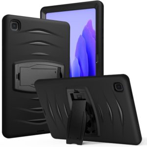 For Samsung Galaxy Tab A7 (2020) T500/T505 Wave Texture Series PC + Silicone Protective Case with Holder(Black) (OEM)