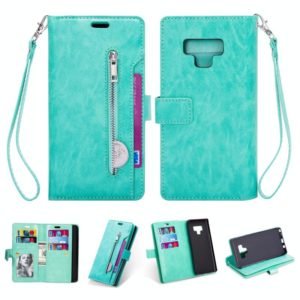 For Samsung Galaxy Note9 Multifunctional Zipper Horizontal Flip Leather Case with Holder & Wallet & 9 Card Slots & Lanyard(Mint Green) (OEM)