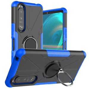 For Sony Xperia 5 III Armor Bear Shockproof PC + TPU Protective Case with Ring Holder(Blue) (OEM)