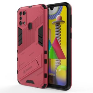 For Samsung Galaxy M31 Punk Armor 2 in 1 PC + TPU Shockproof Case with Invisible Holder(Light Red) (OEM)