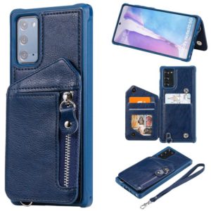 For Samsung Galaxy Note20 Zipper Double Buckle Shockproof Protective Case with Stand & Photo Holder & Wallet Function(Blue) (OEM)