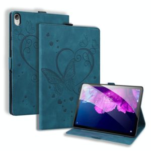 For Lenovo Tab P11 TB-J606F Love Butterfly Pattern Horizontal Flip Leather Case with Holder(Blue) (OEM)