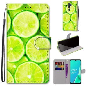 For OPPO A9 (2020) / A5 (2020) / A11X / A11 Coloured Drawing Cross Texture Horizontal Flip PU Leather Case with Holder & Card Slots & Wallet & Lanyard(Green Lemon) (OEM)